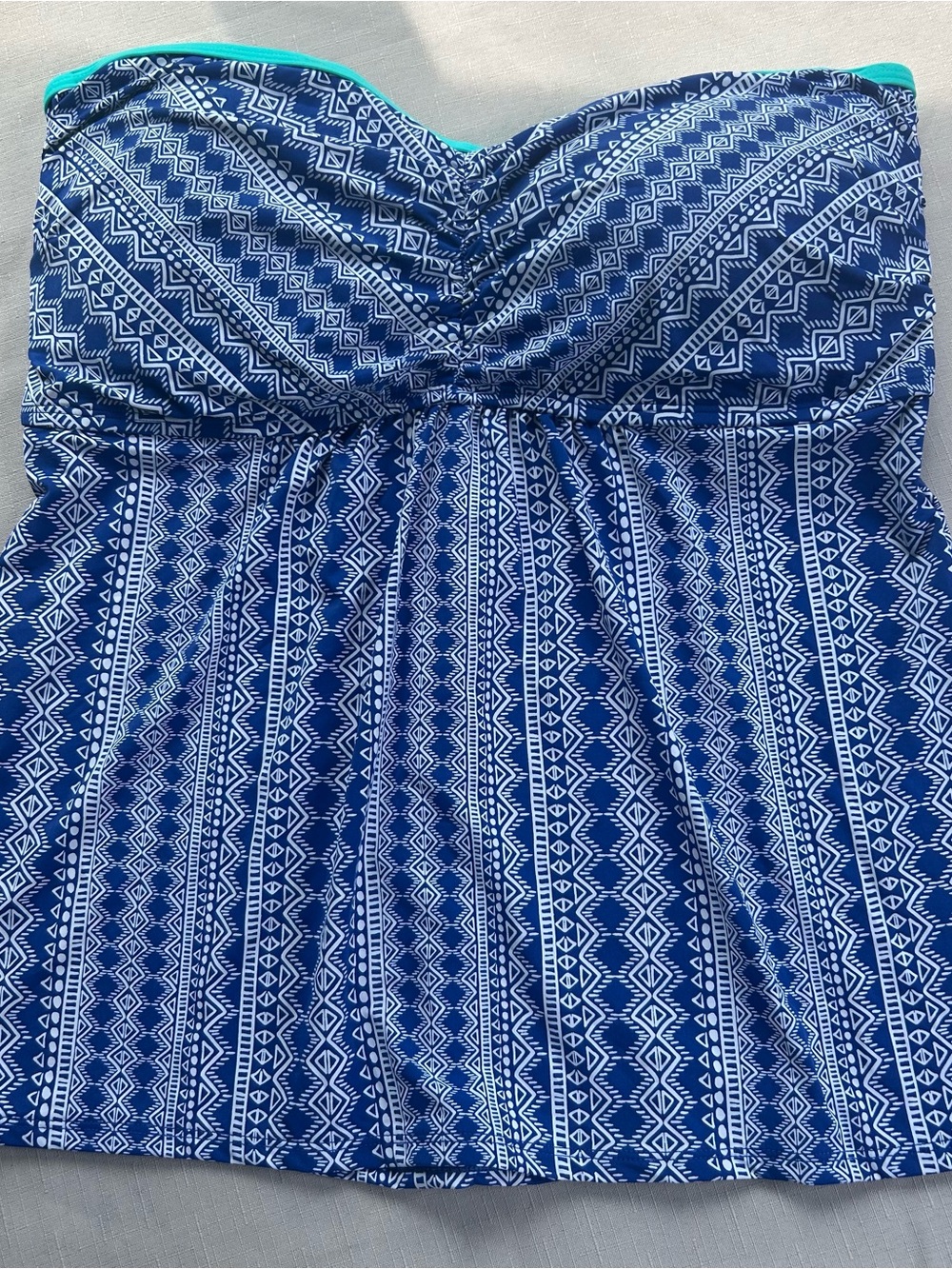 New Beach House Women's Blue/White Tankini Swimsuit Top Size 14